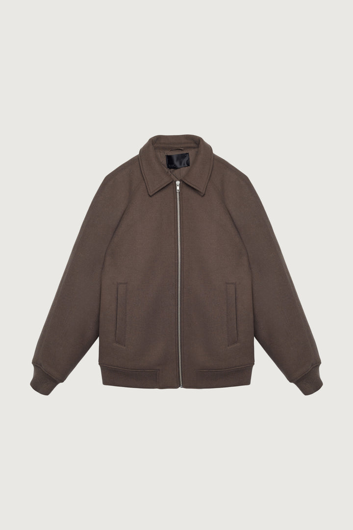 WOOL BLEND BOMBER JACKET in Dark Cocoa — alternate angle