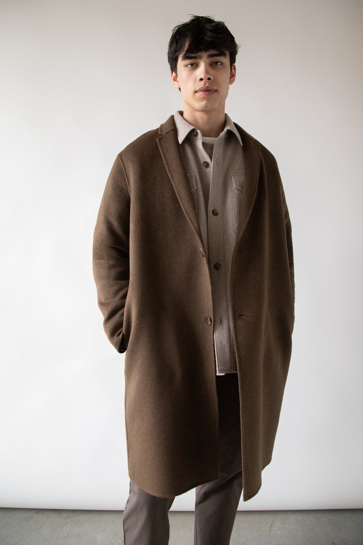 DOUBLE-FACED WOOL BLEND COAT in Elmwood — alternate angle