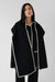Wool-blend contrast stitch scarf jacket in black — main image