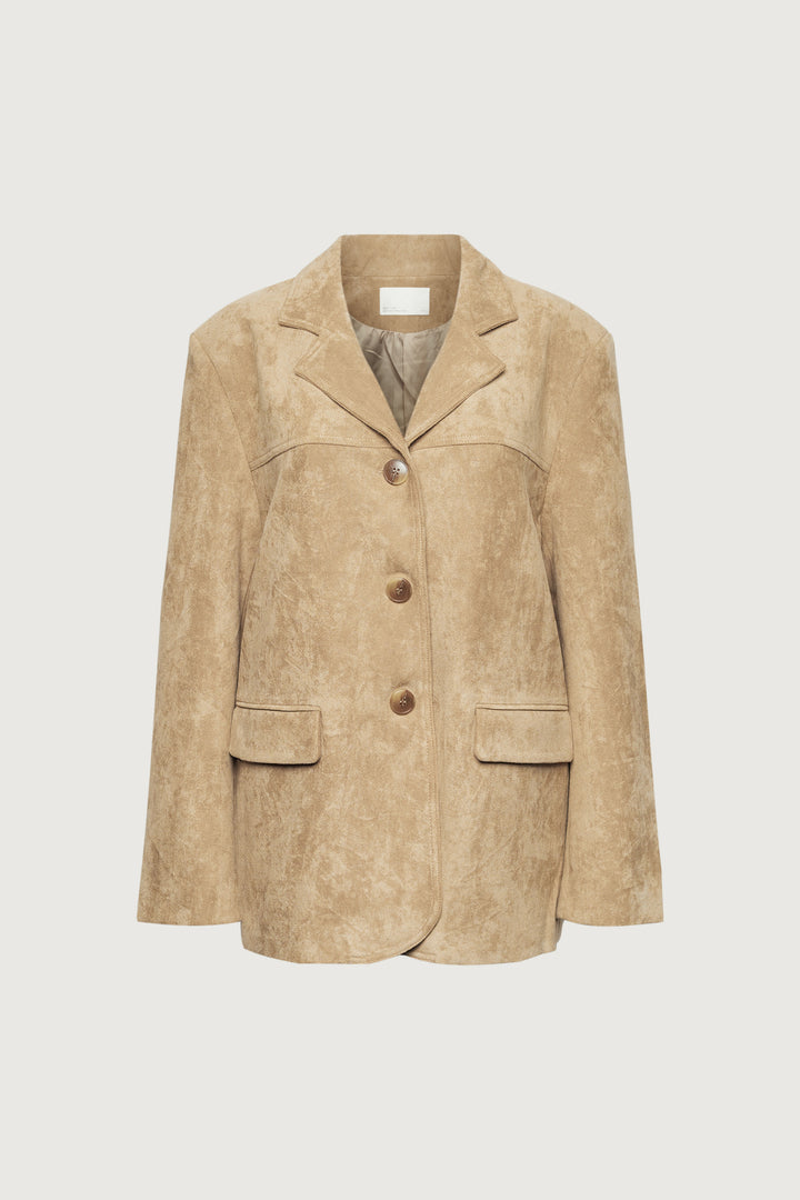 OVERSIZED VEGAN SUEDE BLAZER in Beige — alternate angle