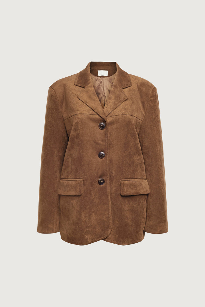 OVERSIZED VEGAN SUEDE BLAZER in Camel — alternate angle