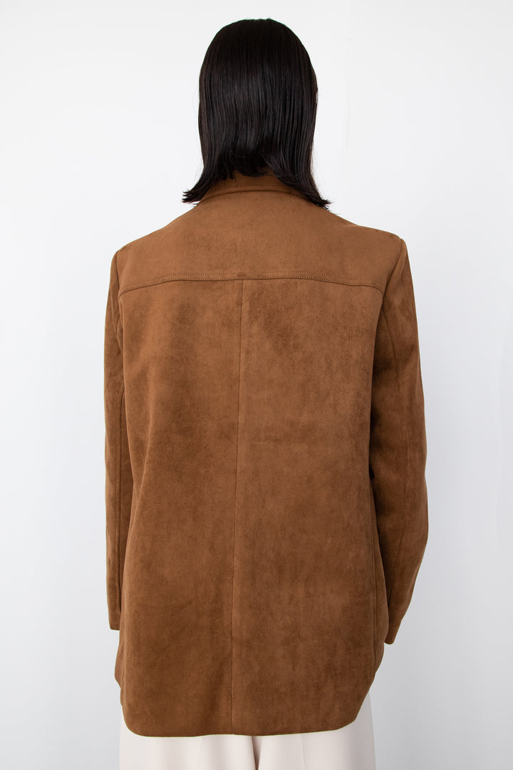 OVERSIZED VEGAN SUEDE BLAZER in Camel — alternate angle