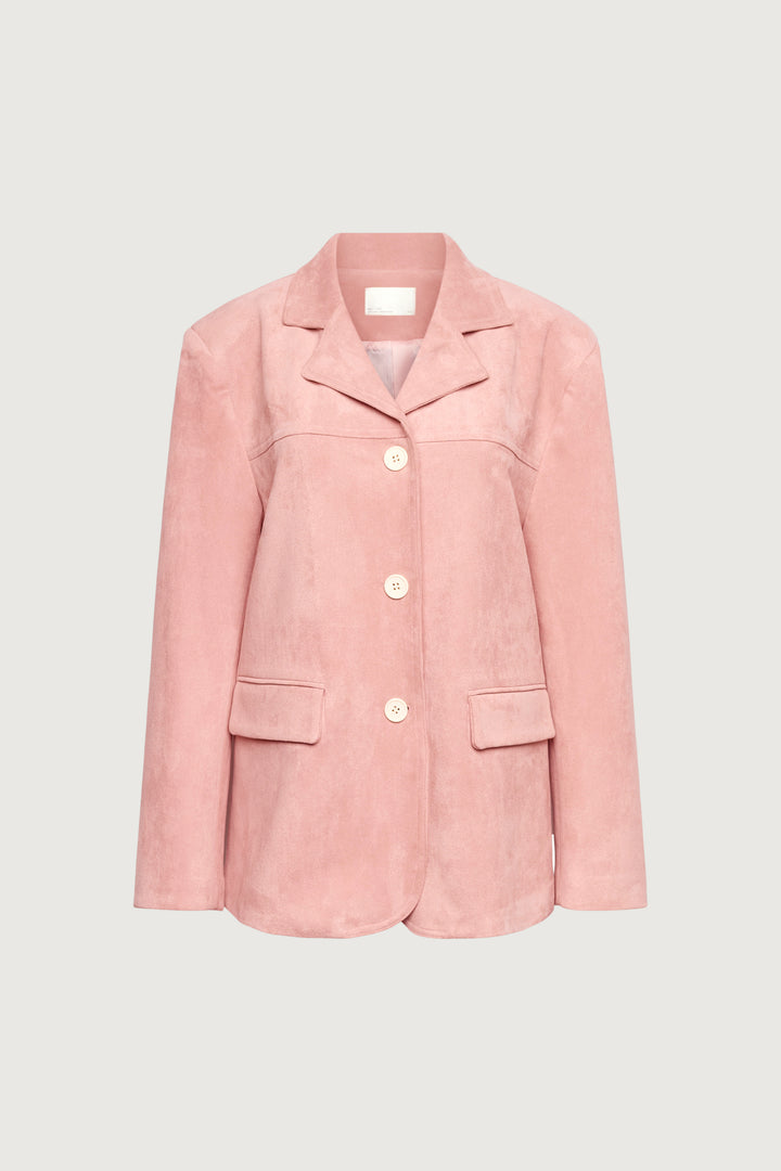 OVERSIZED VEGAN SUEDE BLAZER in Light Pink — alternate angle