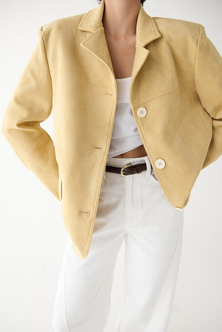 OVERSIZED VEGAN SUEDE BLAZER in Light Pink — alternate angle