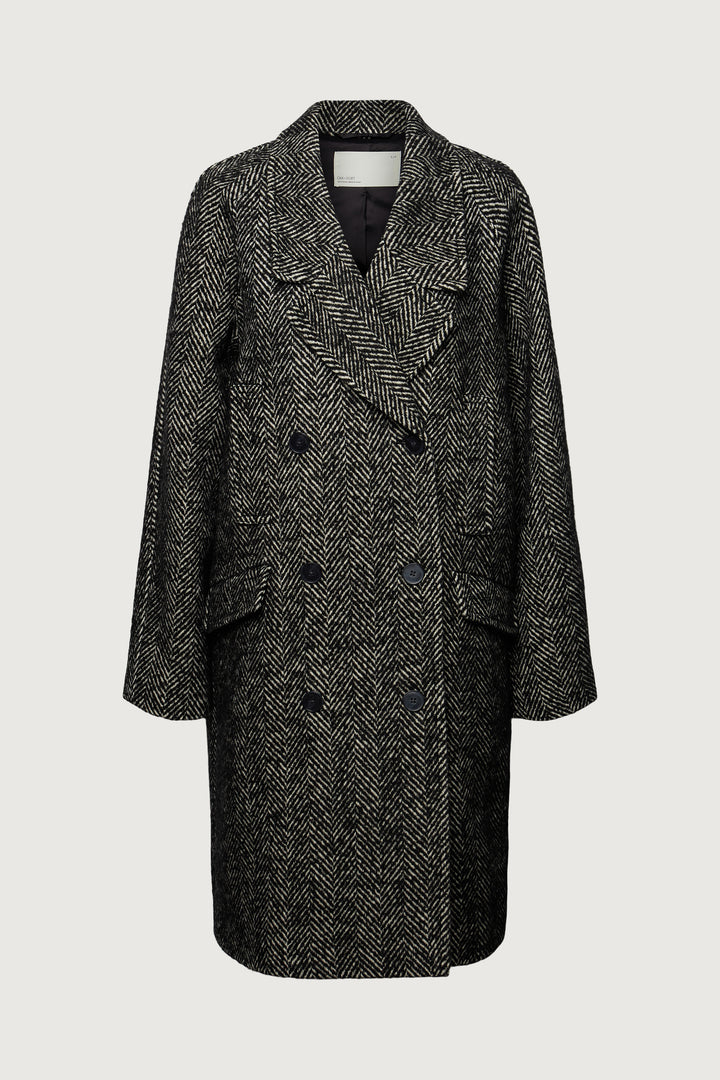 OVERSIZED WOOL-BLEND DOUBLE-BREASTED COAT in Black — alternate angle