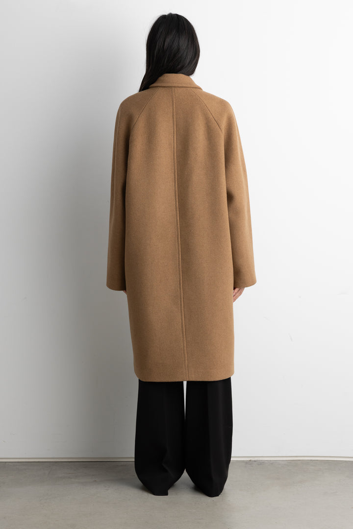 OVERSIZED WOOL-BLEND DOUBLE-BREASTED COAT in Malt Ball — alternate angle