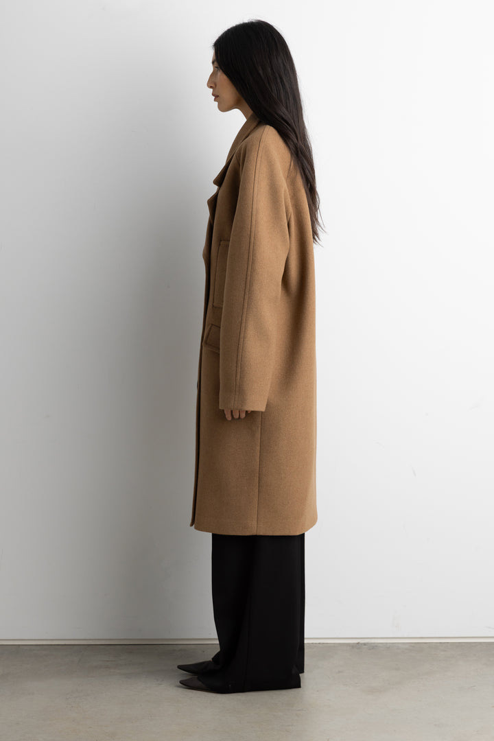 OVERSIZED WOOL-BLEND DOUBLE-BREASTED COAT