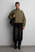 High funnel neck cropped drawstring jacket in army green — main image