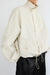 High funnel neck cropped drawstring jacket in beige — main image