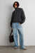 High funnel neck cropped drawstring jacket in charcoal — main image