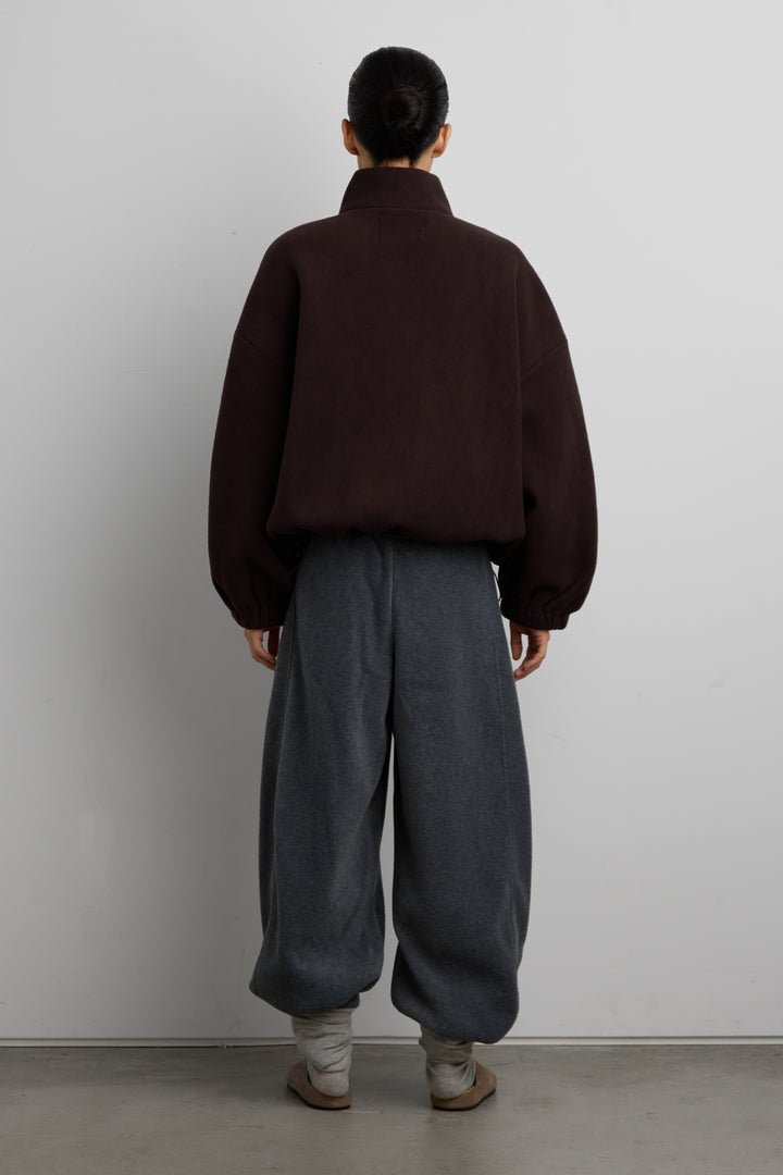 OVERSIZED FUNNEL NECK FLEECE JACKET in Brown — alternate angle