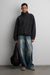 Oversized funnel neck fleece jacket in charcoal — main image