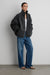 Oversized funnel neck fleece jacket in charcoal — main image
