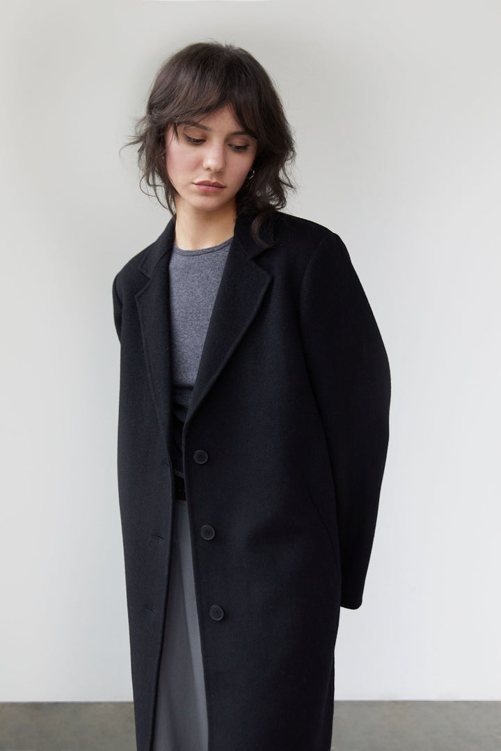 CLASSIC FIT WOOL BLEND COAT in Black — alternate angle