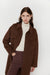 Oversized wool blend midi shacket in fudge — main image