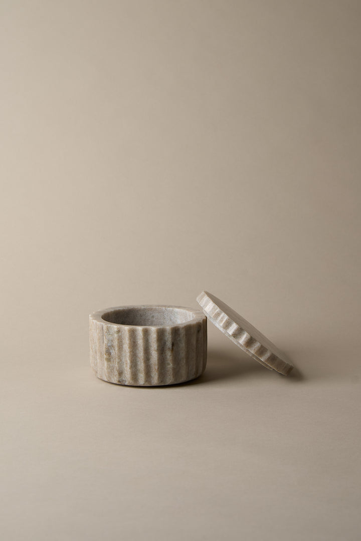 SHORT MARBLE CANISTER in Ivory Marble — alternate angle