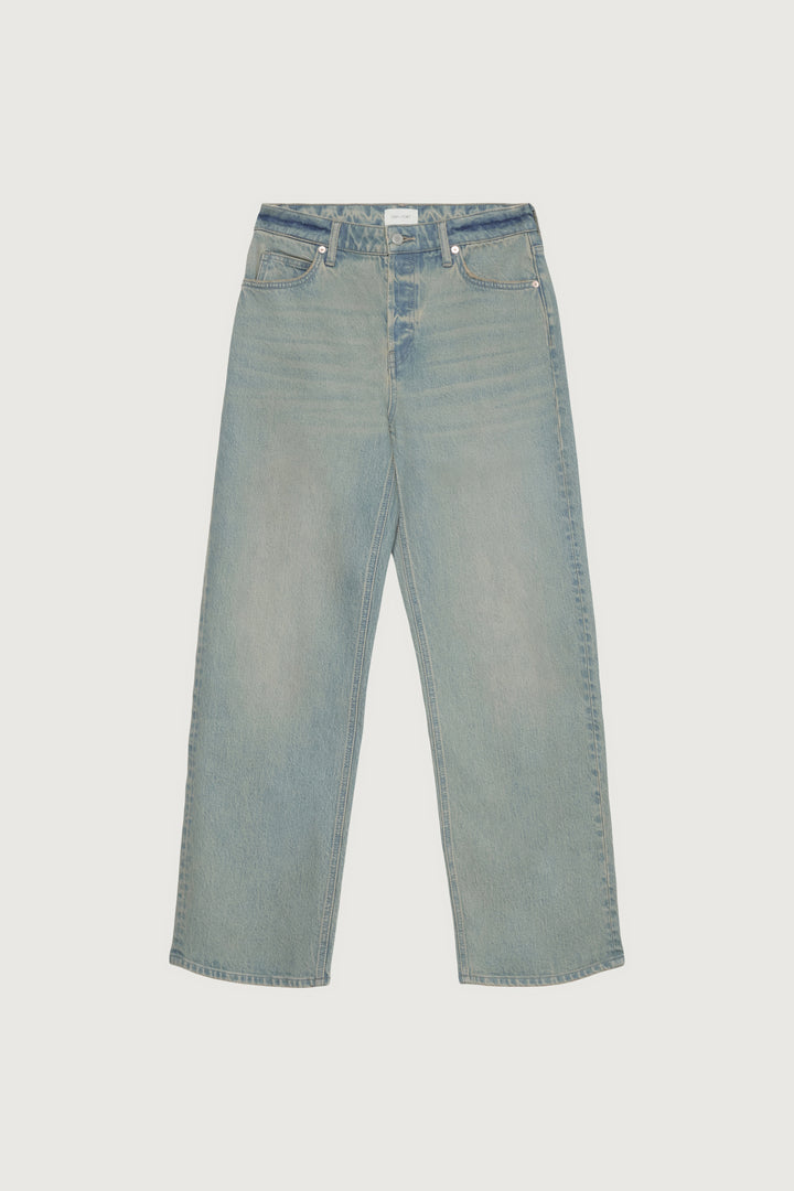 MID-RISE STRAIGHT LEG JEAN in Sand Light Wash — alternate angle