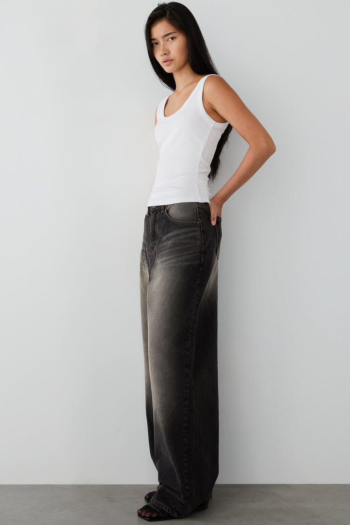 MID-RISE CURVED LEG VINTAGE WASH JEAN in Vintage Wash — alternate angle
