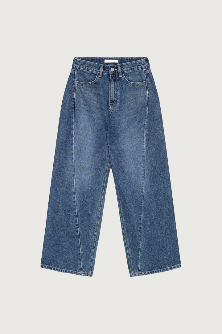 SEAM LINED STRAIGHT LEG JEAN in Blue — alternate angle