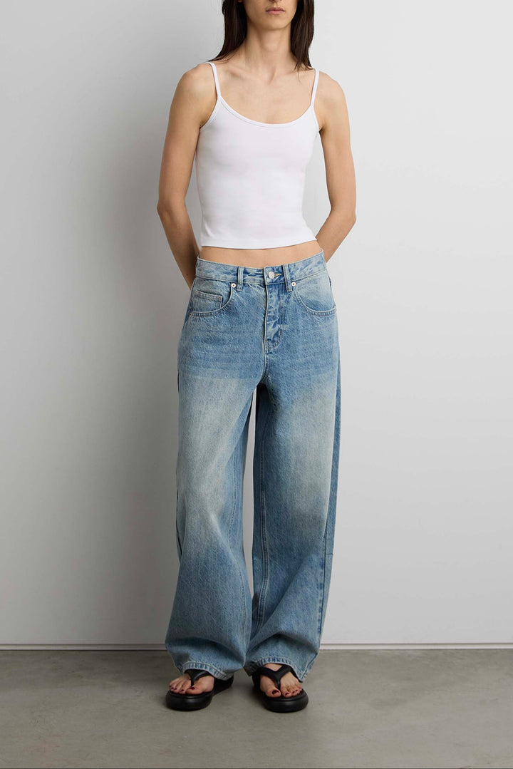 27" CURVE LEG MID RISE DENIM JEAN in Medium Wash — alternate angle