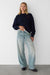 Light wash mid-rise wide leg jean in green cast light wash — main image