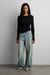 Light wash mid-rise wide leg jean in green cast light wash — main image