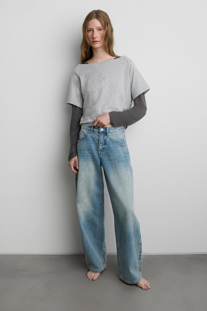 MID-RISE BAGGY JEAN in Medium Vintage Wash — alternate angle