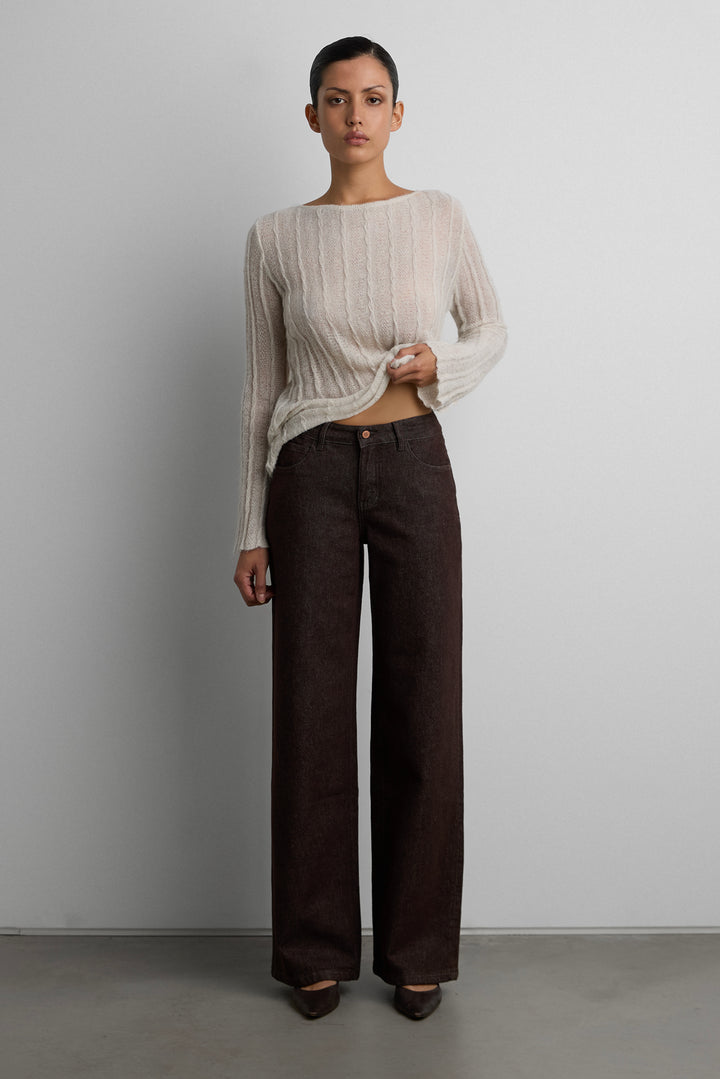 BASIC WASHED STRAIGHT JEAN in Brown — alternate angle