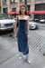 Velvet tube midi dress in navy blazer — main image