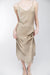 Satin v-neck slip midi dress in trench coat — main image