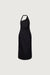 Linen blend asymmetric halter maxi dress in black — main image