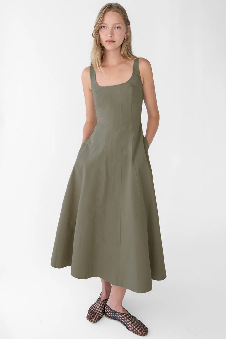 SQUARE NECK MAXI DRESS in Vetiver — alternate angle