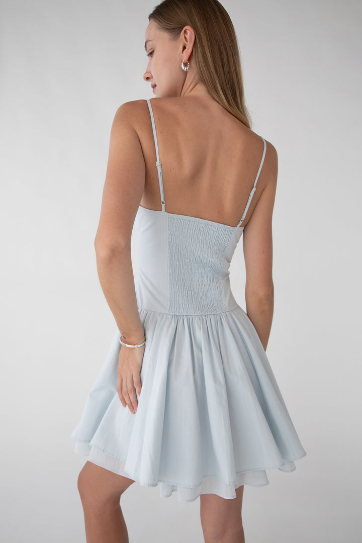 CORSET MINI DRESS in Ballad Blue — alternate angle