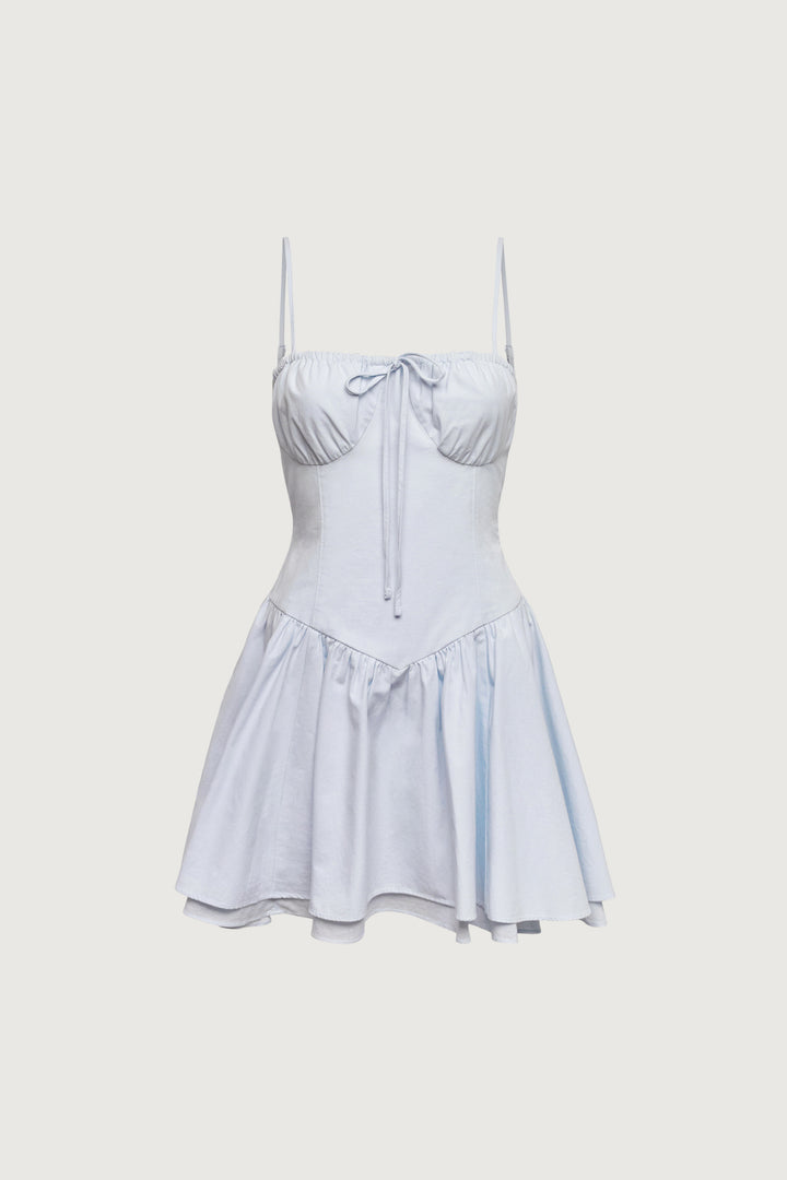 CORSET MINI DRESS in Ballad Blue — alternate angle