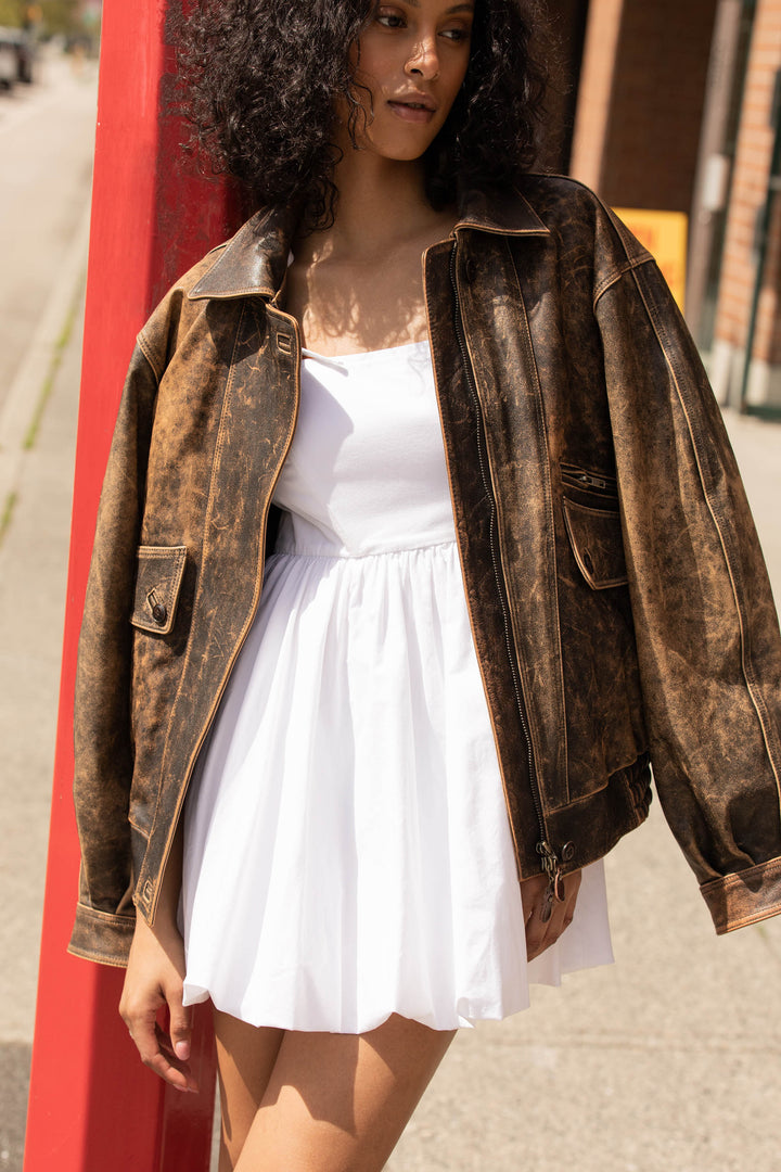 BUBBLE HEM MINI DRESS in White — alternate angle