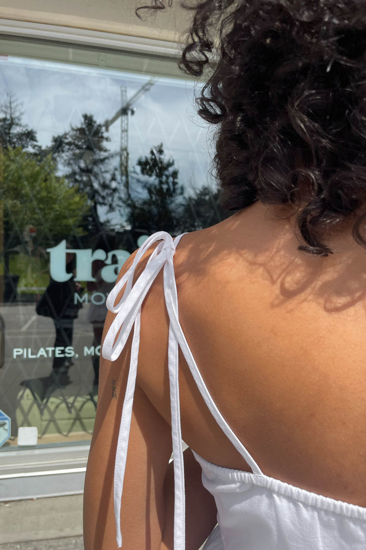 BUBBLE HEM MINI DRESS in White — alternate angle