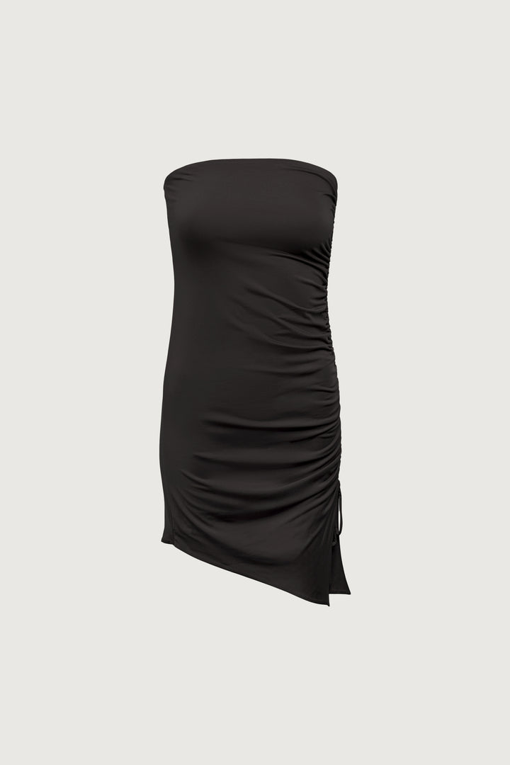 TUBE MINI DRESS WITH RUCHED DETAIL in Black — alternate angle