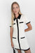 Collared contrast trim knit mini dress in cream black — main image