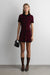 Collared contrast trim knit mini dress in wine black — main image