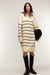 Striped half-zip knit dress in oatmeal black — main image