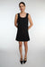 Pleated scoop neck mini dress in black — main image