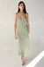 Satin v-neck midi dress in tea — main image