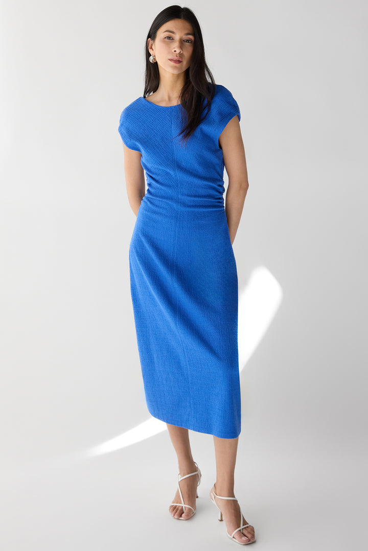 SLEEVELESS RUCHED WAIST MIDI DRESS in Skydiver — alternate angle