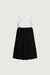 Contrast babydoll midi dress in white black — main image
