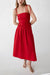 Cotton poplin square neck midi dress in crimson — main image