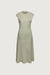 Linen blend sleeveless bias cut midi dress in moss grey — main image