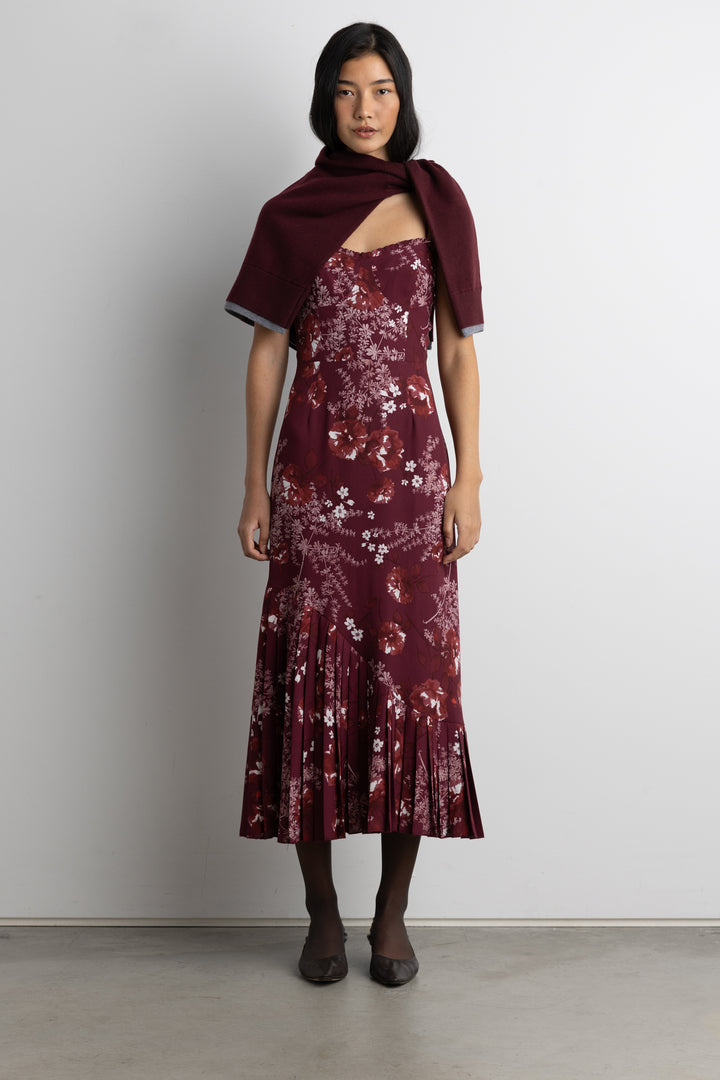 FLORAL PRINT MAXI DRESS in Wine Floral — alternate angle