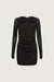Ruched waist square neck mini dress in black — main image