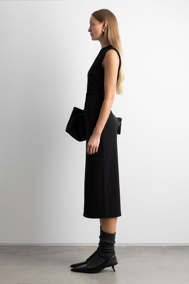 SLIM FIT MIDI DRESS in Black — alternate angle