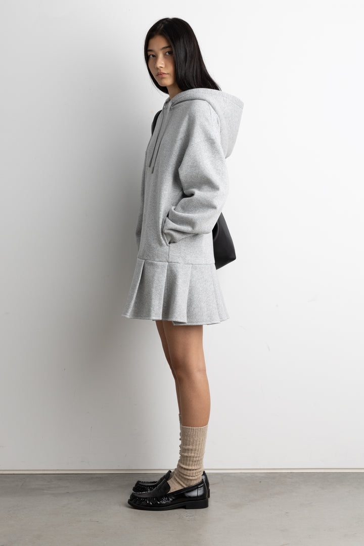 HOODIE MINI DRESS in Medium Heather Grey — alternate angle